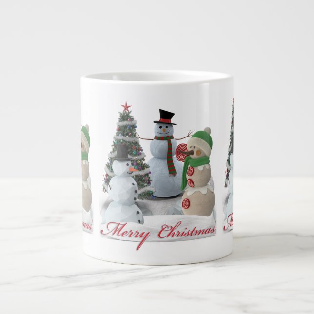 SnowPals Merry Christmas red script Large Coffee Mug (Front)