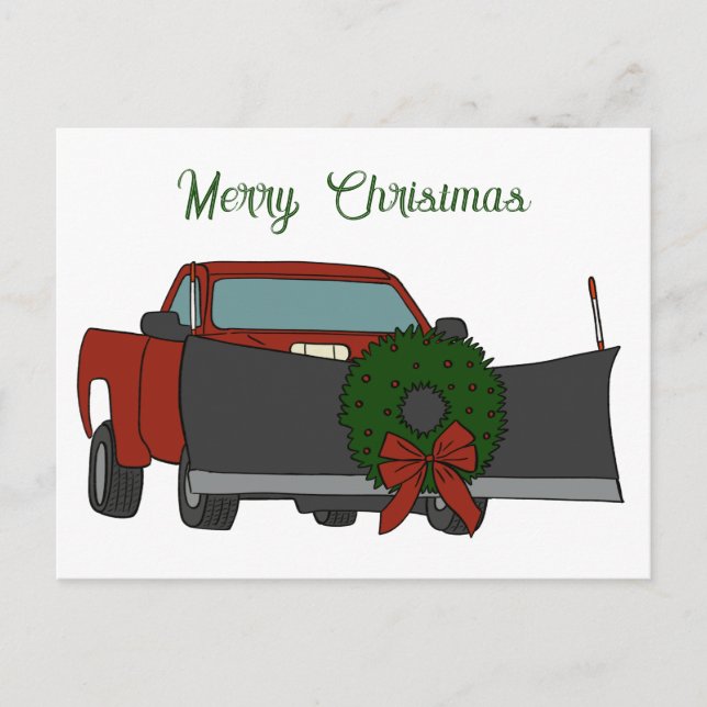 Snowplow with Christmas Wreath Custom Snowplowing  Postcard (Front)