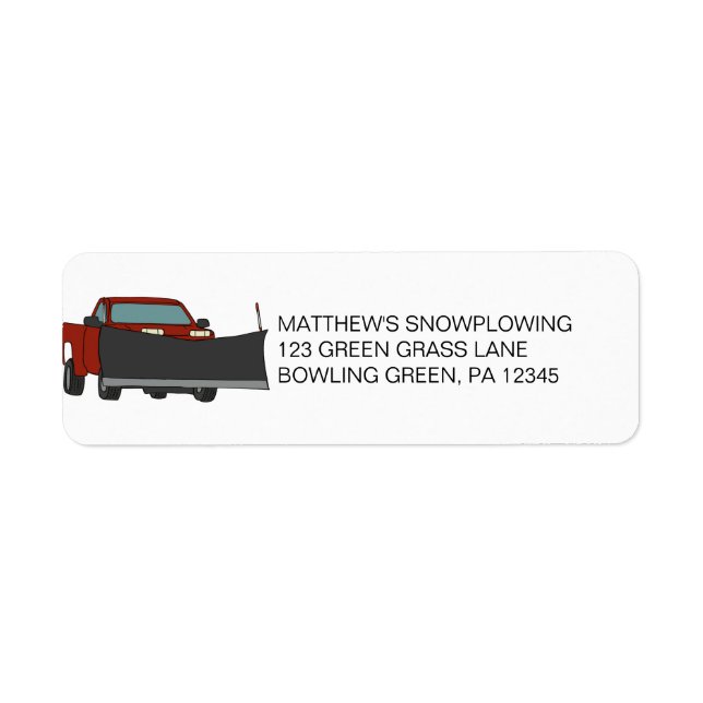 Snowplowing Business Snow Plough Return Address Label (Front)