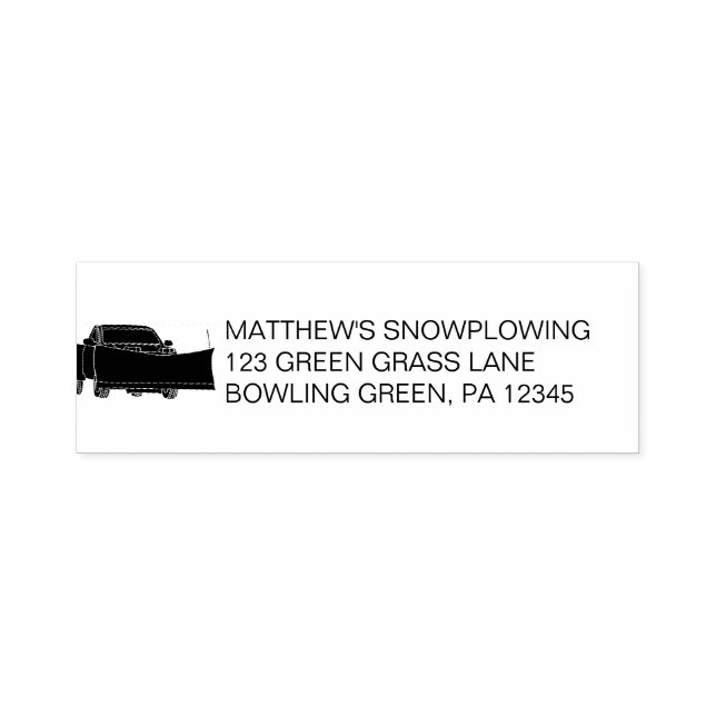 Snowplowing Business Snow Plough Return Address Self-inking Stamp (Design)