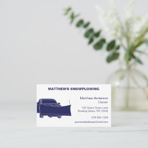 Snowplowing Pickup Truck with Plough Snowplow Business Card