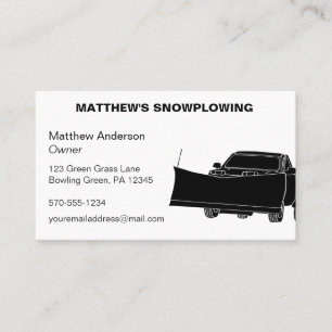 Snowplowing Pickup Truck with Plough Snowplow Business Card