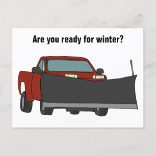 Snowplowing Pickup Truck with Plough Snowplow Postcard