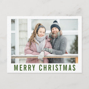 Snows Greenery Text Merry Christmas Photo Collage Postcard