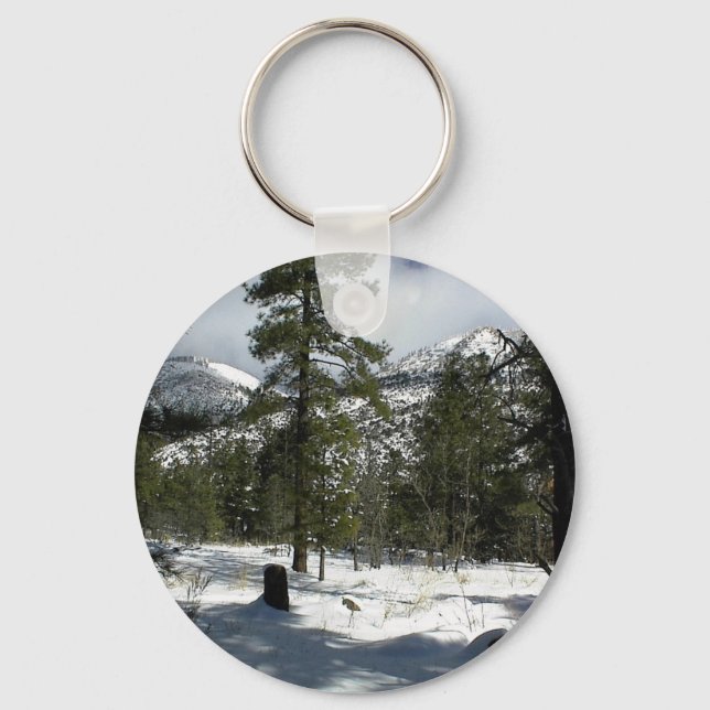Snows In Flagstaff At Arizona And On Mt. Elden Key Ring (Front)
