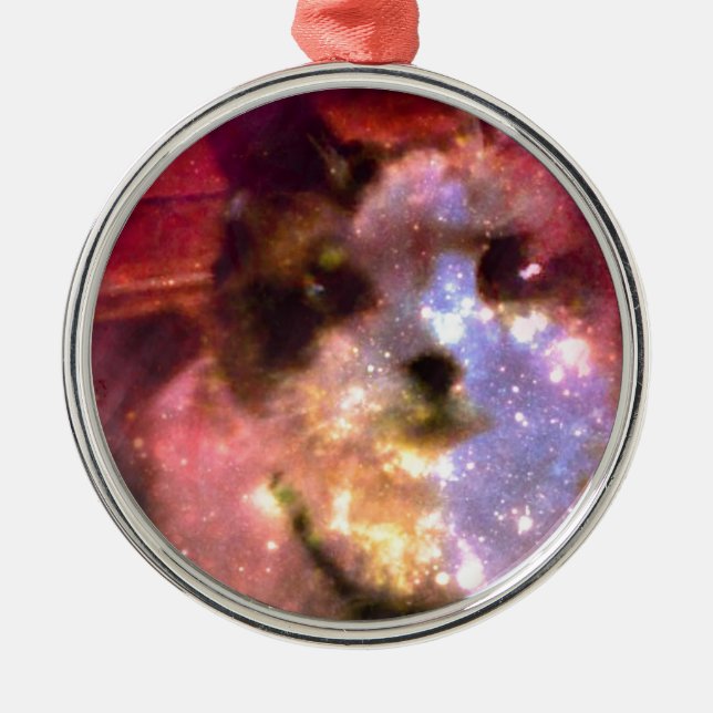 snowshoe aurora borealis kitty metal tree decoration (Front)