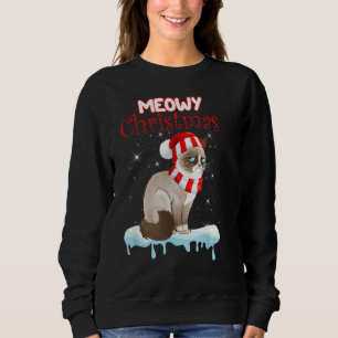 Snowshoe Cat Santa Hat Funny Christmas Presents Ca Sweatshirt