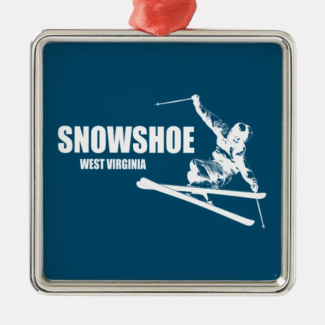 Snowshoe Mountain West Virginia Skier Metal Ornament (Front)