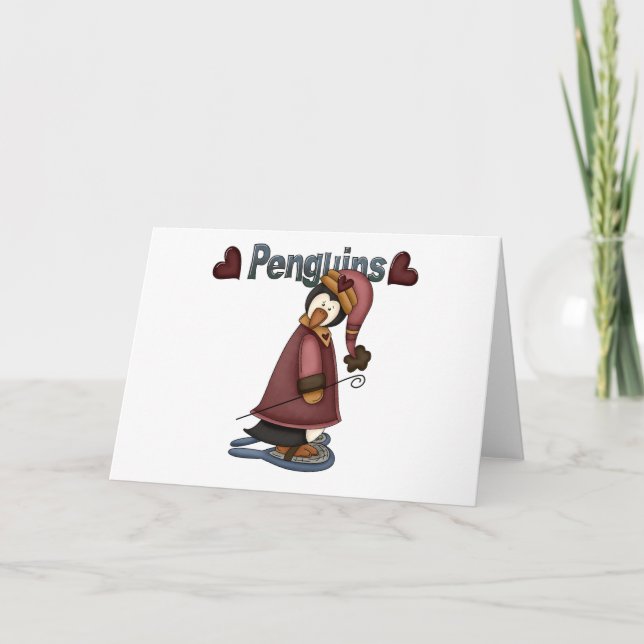 Snowshoe Penguin T-shirts and Gifts Holiday Card (Front)