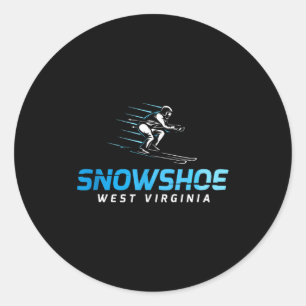 Snowshoe west virginia ski resort retro skiing classic round sticker