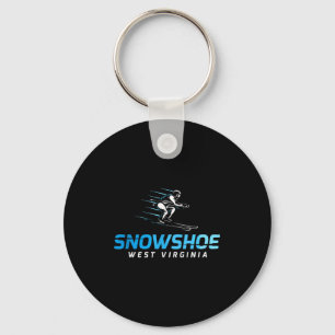 Snowshoe west virginia ski resort retro skiing key ring