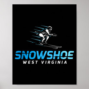 Snowshoe west virginia ski resort retro skiing poster