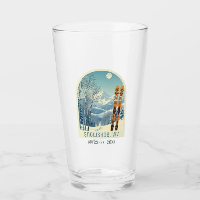 Snowshoe West Virginia USA vacation ski beer Glass (Front)