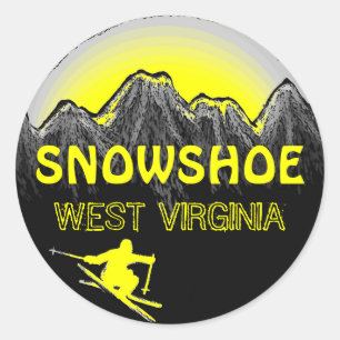 Snowshoe West Virginia yellow ski stickers