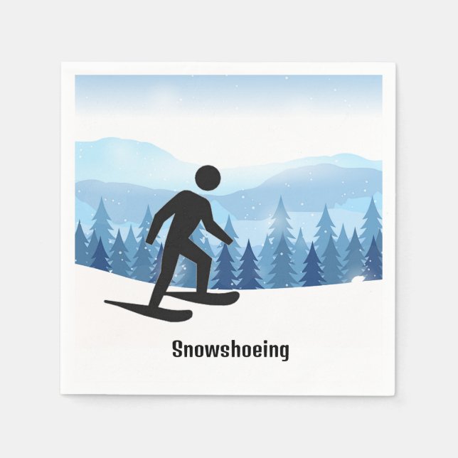 Snowshoeing Design Paper Napkins (Front)