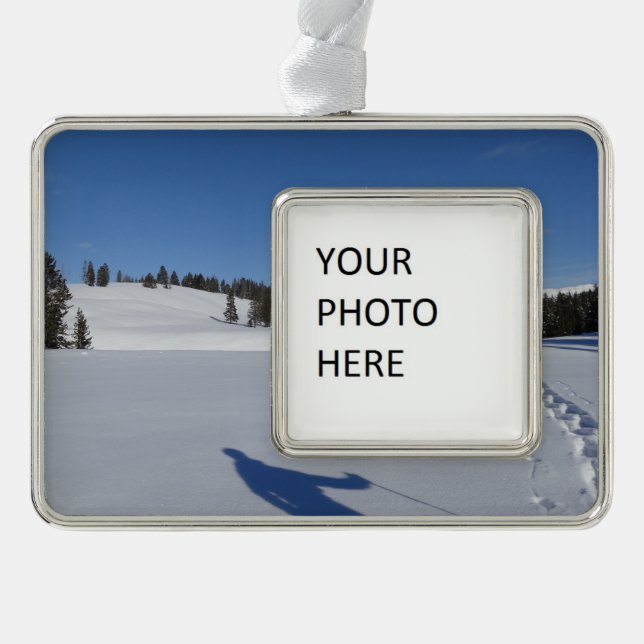 Snowshoeing in Yellowstone National Park Silver Plated Framed Ornament (Front)