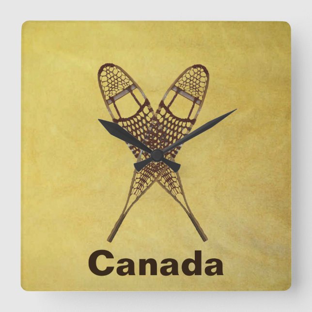Snowshoes Square Wall Clock (Front)