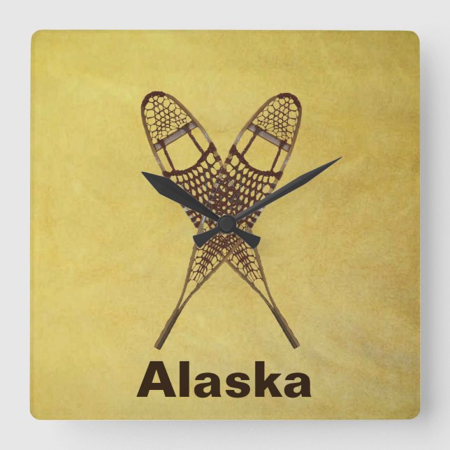 Snowshoes Square Wall Clock (Front)