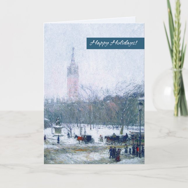 Snowstorm, Madison Square. Fine Art Christmas  Holiday Card (Front)