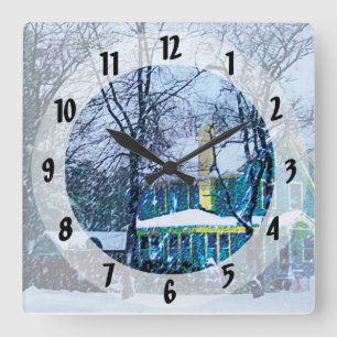 Snowstorm Square Wall Clock
