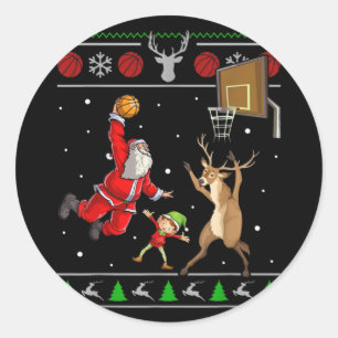 Snowtorious Basketball Christmas Ugly Sweater Dunk Classic Round Sticker