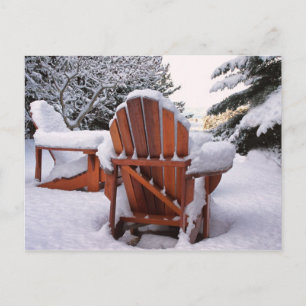 Snowy Adirondack Chairs in Winter Photo Postcard