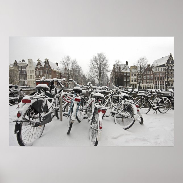 Snowy Amsterdam in the Netherlands in winter Poster (Front)