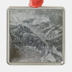 Snowy and hazy central Russia showing the Ob Ri Metal Ornament