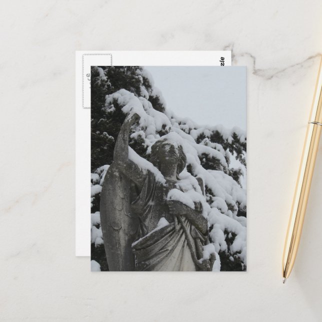 Snowy Angel in Washington, Iowa  Postcard (Front/Back In Situ)