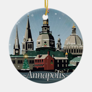 Snowy Annapolis Holiday Ceramic Ornament