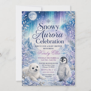 Snowy Aurora Baby Shower Invitation