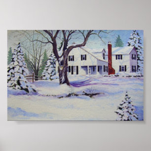 Snowy Back Yard- poster
