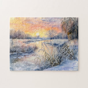 Snowy Banks of the Havel Havelland Watercolor Jigsaw Puzzle