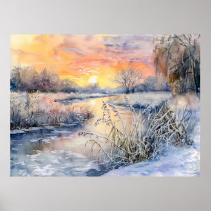 Snowy Banks of the Havel Havelland Watercolor Poster