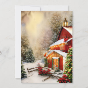 Snowy barn budget Christmas Holiday Card