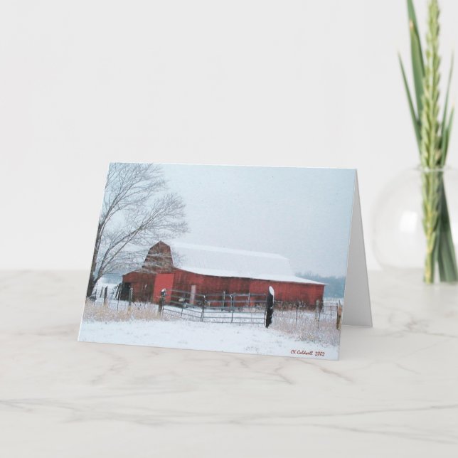 Snowy Barn Christmas 1 Holiday Card (Front)