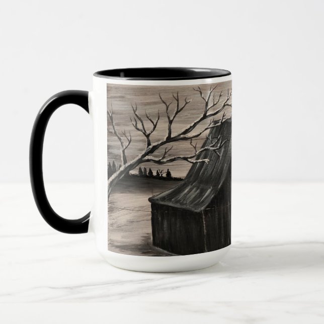 Snowy Barn Scene Mug (Left)