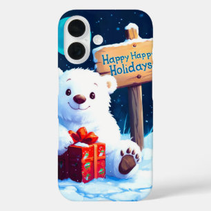 Snowy Bear Christmas Joy Watercolor iPhone 16 Case