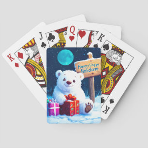 Snowy Bear Christmas Joy Watercolor Playing Cards