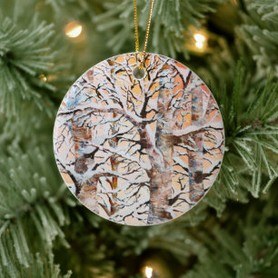 Snowy Birch Holiday Ornament