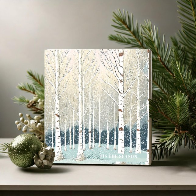 Snowy Birch Trees Christmas Teal ID1003 Ceramic Tile (Creator Uploaded)