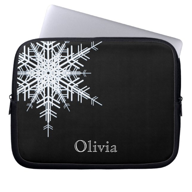 Snowy Black Laptop Sleeve (Front)