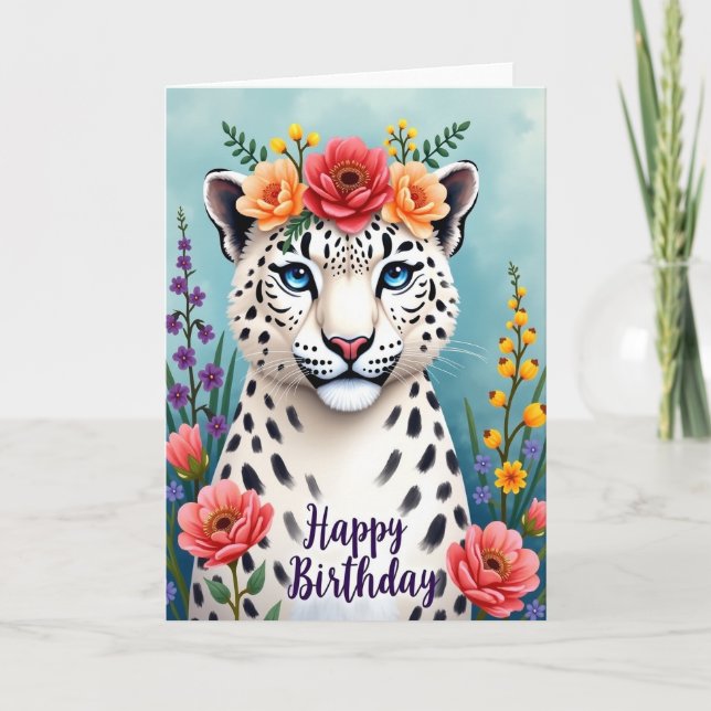 Snowy Blossom Birthday Card (Front)