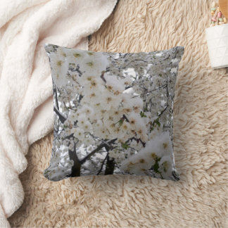Snowy Blossom Throw Pillow