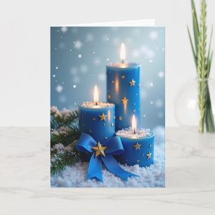 Snowy Blue Candlelight Card