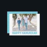 Snowy Blue Happy Hanukkah Photo Card<br><div class="desc">Pop in your own photo and add your names and presto - you are finished. So easy! In no time you will have your own custom card to send friends and family!</div>