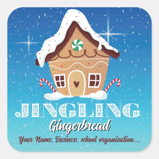 Snowy Blue Holiday Gingerbread Sticker (Front)