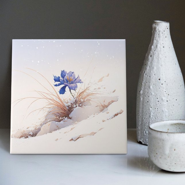 Snowy Blue Mountain Crocus Reborn Flower Ceramic T Ceramic Tile (Creator Uploaded)