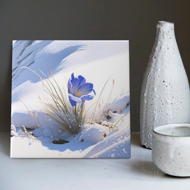 Snowy Blue Mountain Crocus Reborn Flower Ceramic Tile (Creator Uploaded)