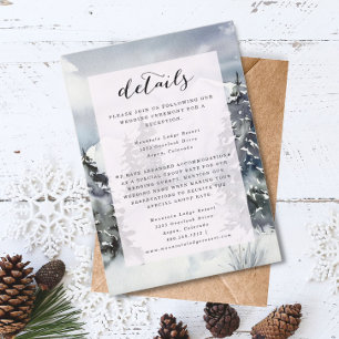 Snowy Blue Mountain Watercolor Rustic Detail Card 